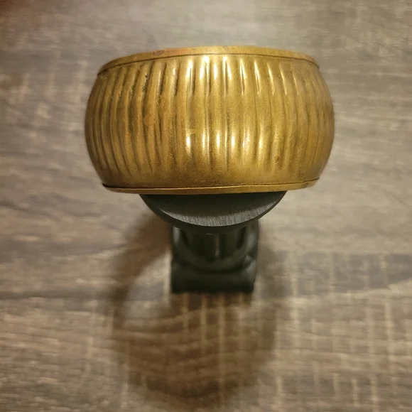 Brass Bangle Grooved Wide Bracelet - Picture 2 of 4